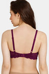 Rosaline Everyday Single Layered Non Wired 3/4th Coverage Sheer Lace Bra - Grape Wine — thumbnail 2